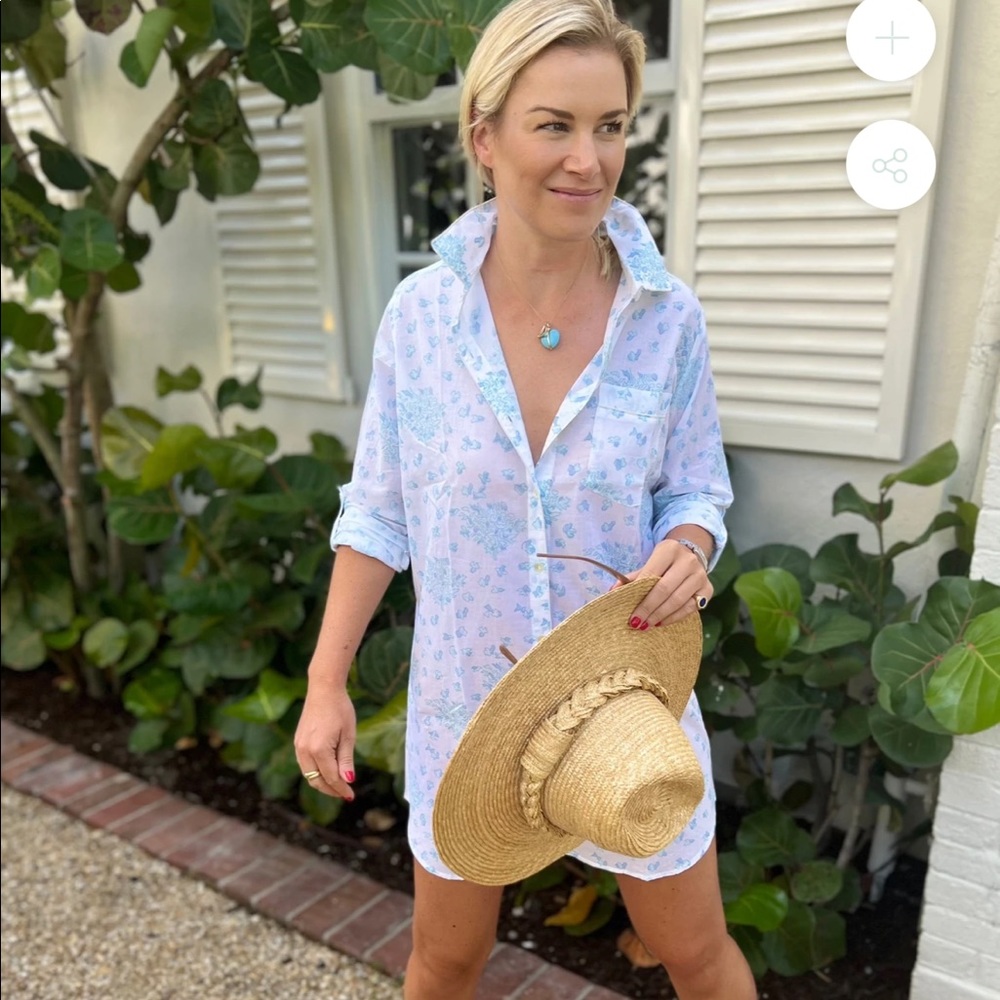NWT Julia Amory husband shirt, robin’s egg tulip
